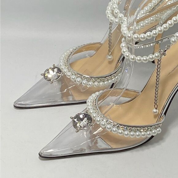 Mach & Mach Diamond Of Elizabeth PVC Embellished High-Heel Pumps size 38.5 - Picture 6 of 14